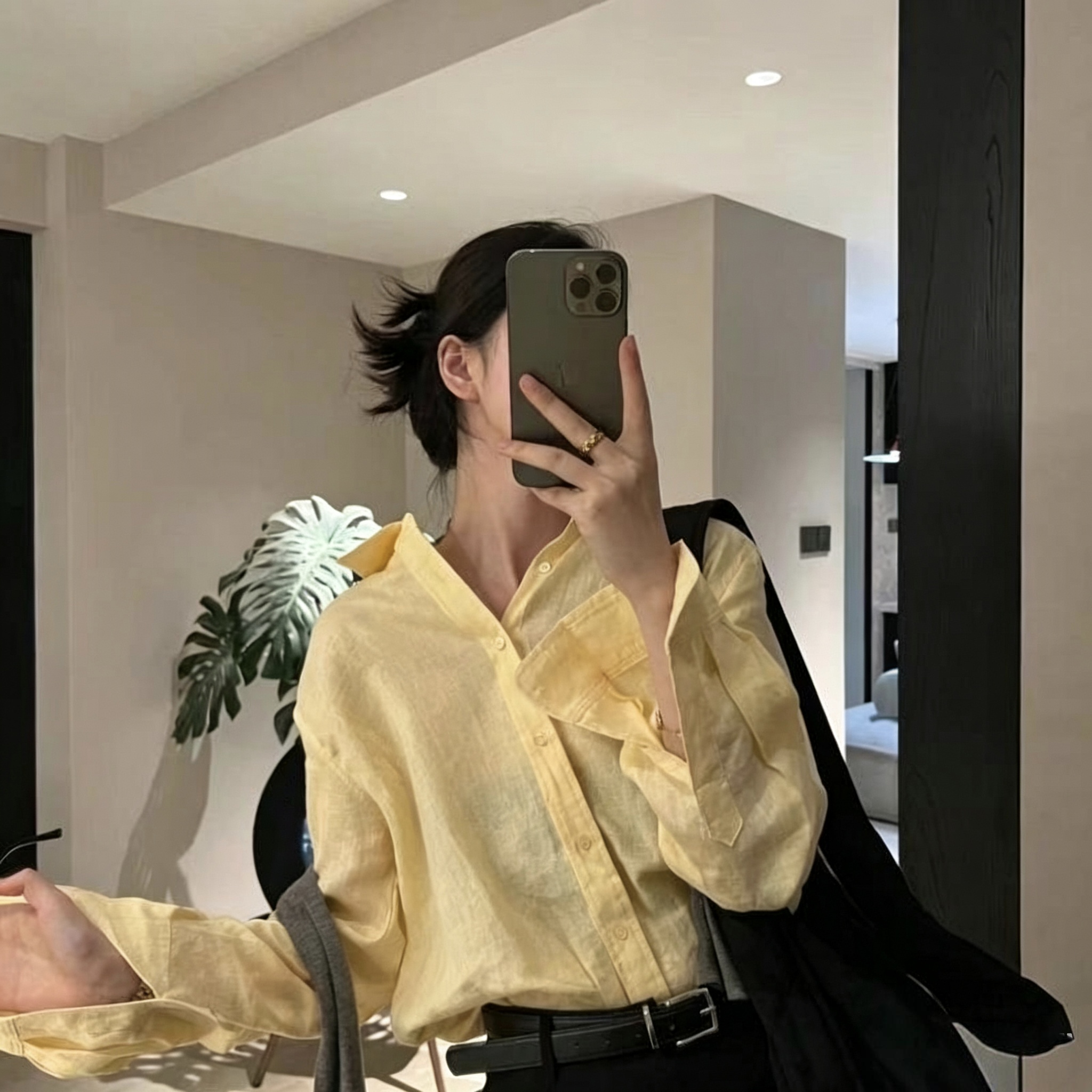 오래된 돈 바람 미니멀리즘 아마 품격 polo 명 황색 셔츠 oversize 자외선 차단 재킷