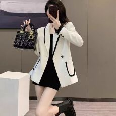 批发通勤风白色拼色<b class='q'>西装</b>2026年新款
