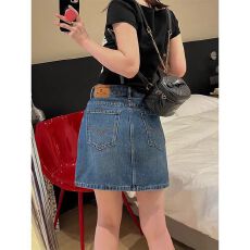 批发欧版复古牛仔短裙女2026夏日新款半身裙显瘦高腰复古蓝薄款A字裙