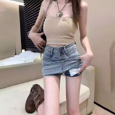 批发港味美式高腰牛仔半身裙女2025夏季新款单排扣防走光蓝色包臀短裙