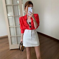 批发白色高腰牛仔半身裙女<b class='q'>夏</b>季小个子宽松弹力休闲防走光包臀a字短裙