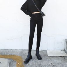 批发修身<b class='q'>小脚牛仔裤</b><b class='q'>女</b>2025春秋新款高腰百搭弹力紧身显瘦铅笔烟管裤子
