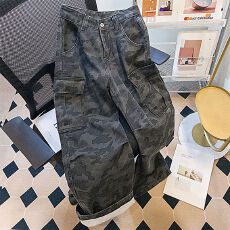 批发美式<b class='q'>迷彩</b>工装牛仔<b class='q'>裤</b>女2026春季新款高腰宽松显瘦多口袋阔腿拖地<b class='q'>裤</b>