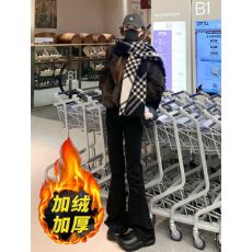 批发辣妹水洗高腰修身弹力微喇叭简约<b class='q'>牛仔裤</b>女秋冬季新款加绒弹力长裤