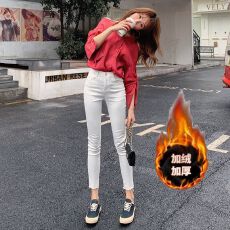 批发<b class='q'>牛仔裤</b>子女冬季加绒九分裤高腰紧身<b class='q'>弹力</b>铅笔裤修身显瘦小脚裤