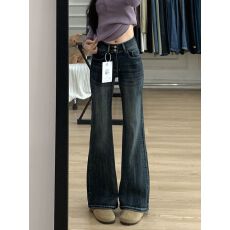 批发小个子高街弹力微喇牛仔裤女秋冬新款不贴腿喇叭裤显瘦百搭拖地裤