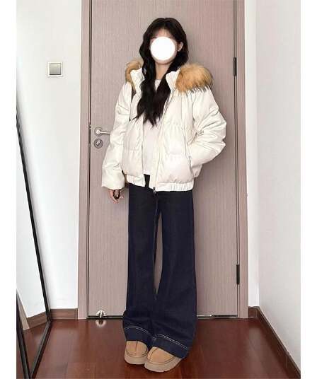 아메리칸 워싱 루즈핏 아니요 막대기 다리 진한 파란색 부츠컷 청바지 여성 하이웨이스트 슬림해 보이는 다용도 호스 슈 나팔 긴 바지