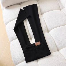 批发黑色紧身微喇牛仔<b class='q'>裤</b>女2026春季新款高腰<b class='q'>修身</b>显瘦弹力小个子喇叭<b class='q'>裤</b>