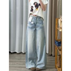 批发浅蓝色阔腿<b class='q'>牛仔裤</b>女2026年夏季新款宽松显瘦水洗猫须垂感<b class='q'>直筒</b>长裤