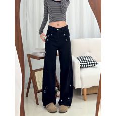 批发复古浅蓝色阔腿<b class='q'>牛仔裤</b>女2026新款春季美式破洞不贴腿宽松拖地长裤