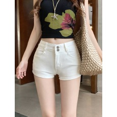 批发实拍~<b class='q'>高腰</b>白色牛仔短裤女夏季辣妹超短裤休闲直筒裤性感包臀<b class='q'>热裤</b>