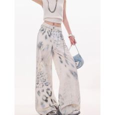 批发美式辣妹复古印花宽松阔腿牛仔裤女2026新款<b class='q'>时尚</b><b class='q'>个性</b>扎染直筒裤子