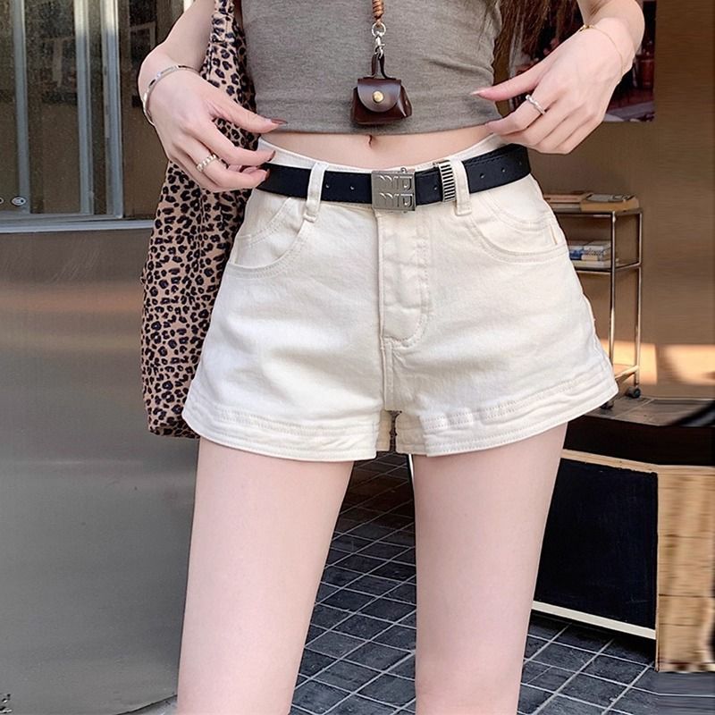 한 스타일 여름 높음 거리 미니멀리즘 다용도 데님 반바지 여성 의류 새로운 레트로 하이웨이스트 핫걸 한 마디 넓은 다리 핫 바지