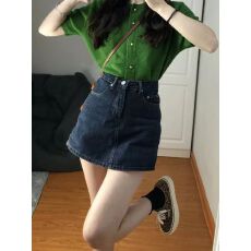 批发裙裤女夏季牛仔半身裙女高腰大码胖mm遮胯包臀a字显瘦小个子短裙