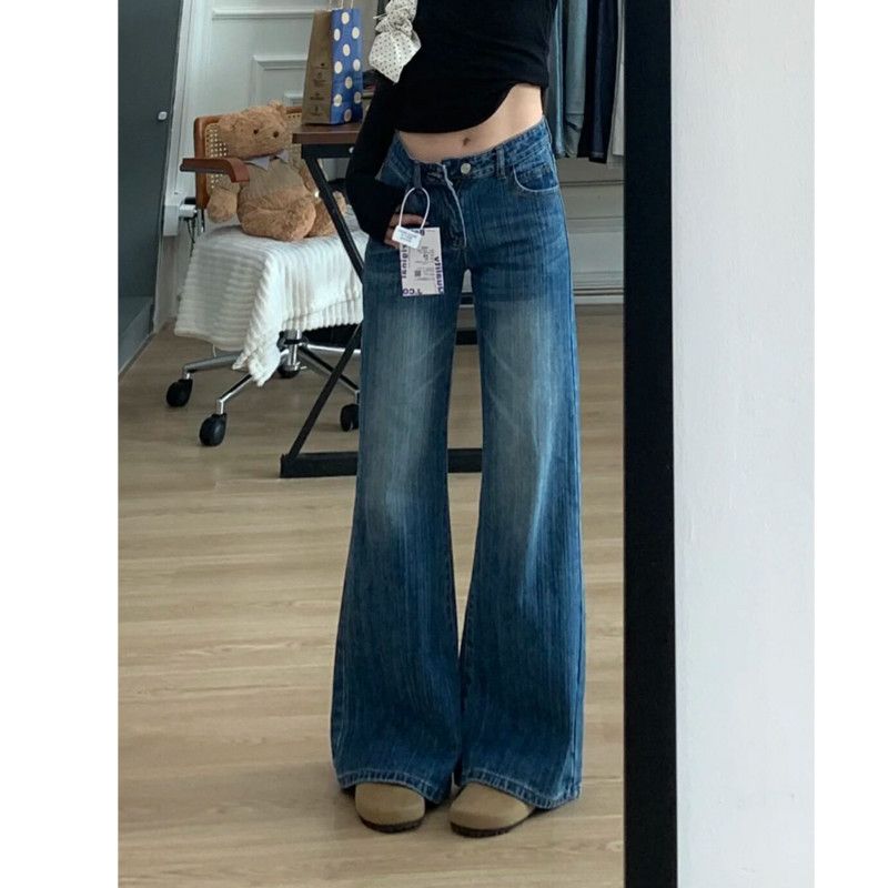 아메리칸 다용도 패션 루즈핏 대나무 마디 곡물 아니요 막대기 다리 부츠컷 청바지 2026 봄 출퇴근 섹션 마이크로 나팔 바지
