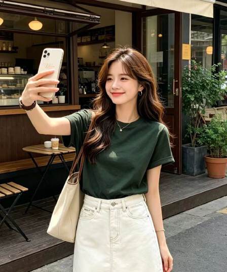 데님 미니 스커트 여성 2026 여름 얇은 스타일 반신 스커트 트임 하이웨이스트 베이지 색 슬림해 보이는 노출 방지 A라인 스커트 여성