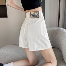 批发白色牛仔短裤女夏季薄款2026新款高腰显瘦阔腿a字辣妹热裤子外穿