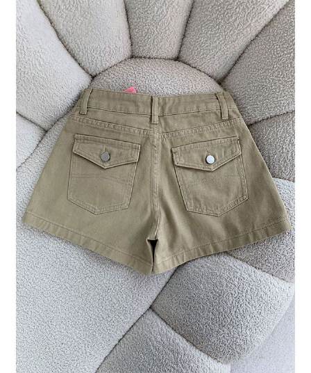 아메리칸 카키 색 청바지 반바지 여성 여름 새로운 루즈핏 슬림해 보이는 한 마디 넓은 다리 패션 캐주얼 뜨거운 바지