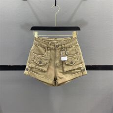 批发设计感卷边工装牛仔短裤女2026夏季<b class='q'>高腰</b>弹力显瘦辣妹A字阔腿热裤