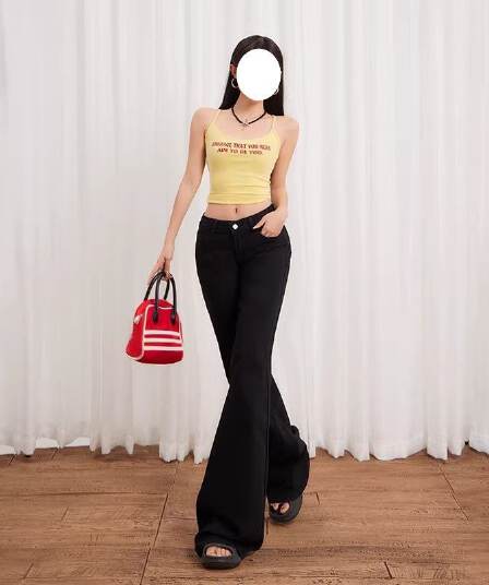한 부서 검정색 부츠컷 청바지 여성 2026 봄 여름 새로운 루즈핏 슬림해 보이는 작은 대중 디자인 센스 다용도 트렌디 바지