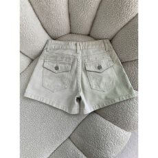 批发小个子街头奶茶色高腰直筒牛仔<b class='q'>短裤</b>女夏季新款后口袋翻盖设计热裤