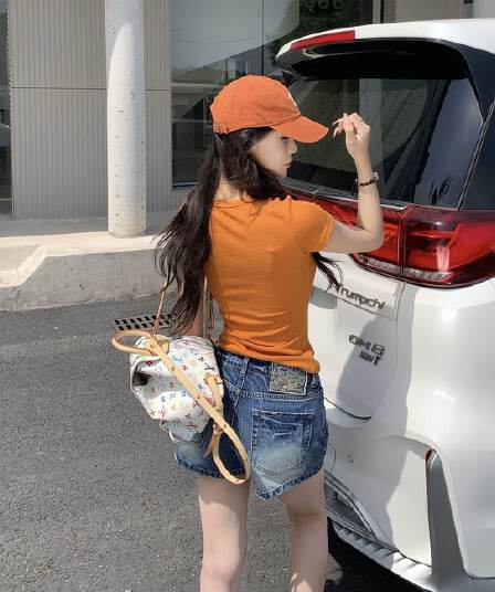 핫걸 루즈핏 다용도 자수 표준 데님 반바지 여성 여름 하이웨이스트 슬림해 보이는 워싱 레트로 한 마디 와이드 레깅스 바지