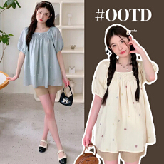 批发实拍有里衬不透孕妇装衬衫上衣<b class='q'>夏</b>装新款刺绣花朵雪纺衬衣宽松