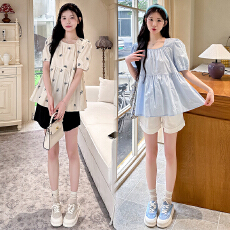 批发2026实拍已出货<b class='q'>孕妇装</b>衬衫夏装新款蝴蝶结刺绣上衣衬衣宽松大码