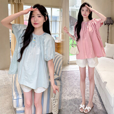 批发实拍孕妇装衬衫<b class='q'>夏</b>装2025新款彩色纽扣衬衣上衣宽松大码女时髦