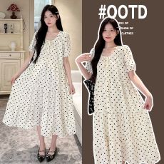 批发实拍夏装新款韩版A字裙宽松<b class='q'>孕妇</b><b class='q'>连衣裙</b>子甜美波点中长款<b class='q'>时尚</b>气质