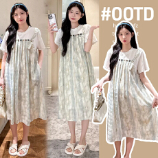 批发实拍抖音爆款/长款和中长款/孕妇装<b class='q'>连衣裙</b><b class='q'>夏装</b>薄荷曼波扎染女