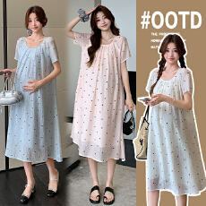 批发实拍孕妇装2026夏季新款甜美韩版时尚宽松显瘦中长款孕妇裙子