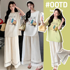 批发2026实拍纯棉<b class='q'>孕妇装</b>套装上衣夏装新款卡通T恤衫宽松大码<b class='q'>孕妇</b><b class='q'>套装</b>