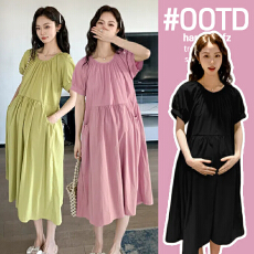 批发实拍已出货孕妇装<b class='q'>连衣裙</b><b class='q'>夏装</b>雪纺裙两个大口袋中长款宽松大码