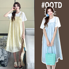 批发2026※实拍※孕妇装<b class='q'>连衣裙</b>夏装新款雪纺假两件套裙子小邹菊<b class='q'>连衣裙</b>