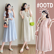 实拍孕妇装连衣裙2026新款夏季慵懒风孕妇雪纺裙子中长款夏装