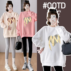 批发实拍<b class='q'>孕妇装</b>卫衣套装春秋季2026新款字母上衣春秋宽松两件套