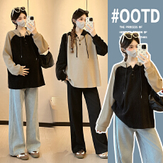 实拍孕妇装春装2026新款孕妇装卫衣连帽外套春秋款减龄上衣