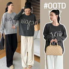 批发实拍好质量孕妇装毛衣秋冬装新款猫和狗卡通针织衫<b class='q'>春</b>秋款