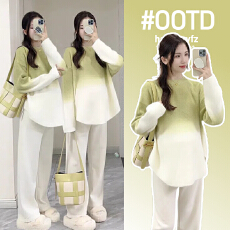 批发已出货好质量大板型绵羊绒孕妇装毛衣秋冬装渐变扎染针织衫冬