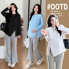 批发实拍大量孕妇装早秋季打底衫2025新款春秋长袖不规则T恤