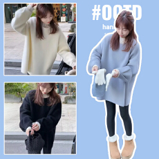 批发孕妇装2025<b class='q'>秋</b>冬新款欧货百搭后背单排扣宽松软糯羊毛针织衫毛衣女