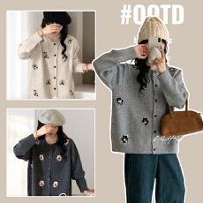 批发秋冬孕妇装软糯卡通熊针织衫秋季毛衣2025春秋季宽松慵懒毛衣外套