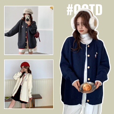 批发实拍高级感孕妇设计感毛衣开衫女秋冬2025新款慵懒风宽松针织外套