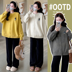 批发实拍厚实大板型毛衣开衫2025秋季新款慵懒风秋冬针织衫孕妇装外套