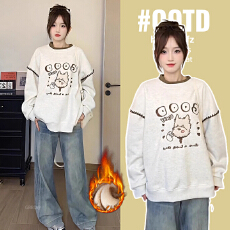 批发孕妇装韩系早秋穿搭刺绣卫衣2025新款宽松假两件加绒加厚长袖上衣