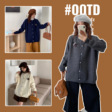 批发实拍2025秋冬新款韩版宽松大码孕妇装慵懒休闲针织开衫毛衣外套