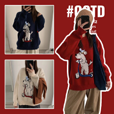 批发实拍孕妇装2025秋冬新款韩版宽松慵懒风圆领毛衣女<b class='q'>百搭</b>针织衫上衣