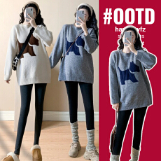 实拍大量孕妇装毛衣秋装2025新款针织衫小狗狗上衣秋冬装针织毛衣