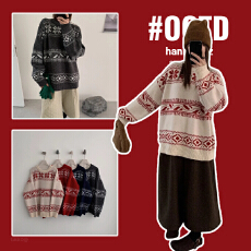 批发实拍孕妇装费尔岛毛衣秋冬女高级感软糯针织衫上衣慵懒松弛感毛线